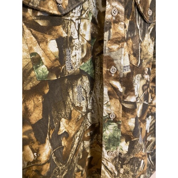 VNTG 90’s Codet Flannel Shirt Men's Large Brown Green Camo Chamois Made In USA - Picture 3 of 10